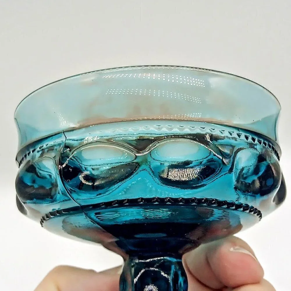 Colony Crown Blue Glass Sherbet Bowls (6)